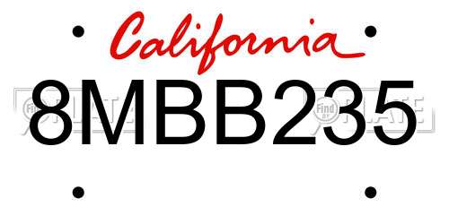 8MBB235 California License Plate