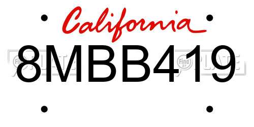 8MBB419 California License Plate
