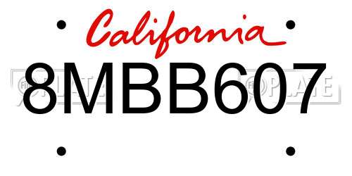8MBB607 California License Plate