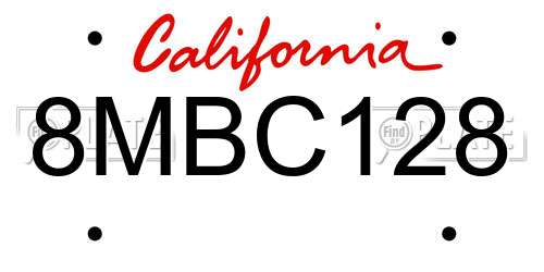 8MBC128 California License Plate