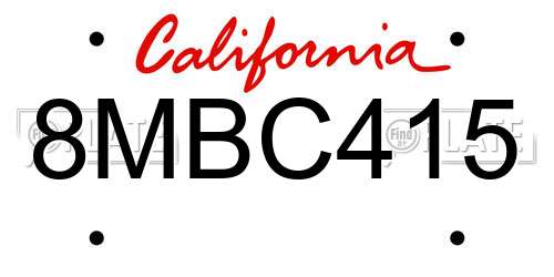 8MBC415 California License Plate