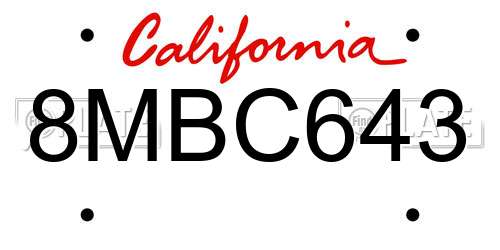 8MBC643 California License Plate