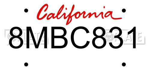 8MBC831 California License Plate