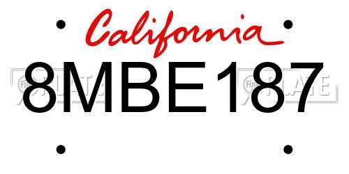 8MBE187 California License Plate