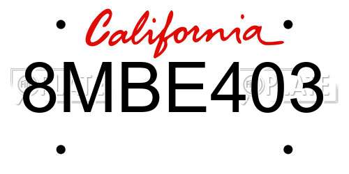 8MBE403 California License Plate