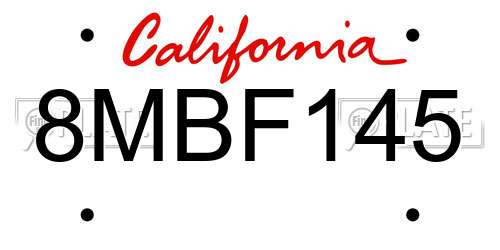 8MBF145 California License Plate