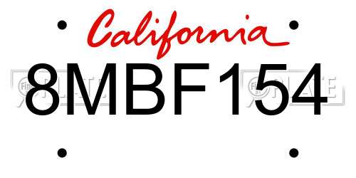 8MBF154 California License Plate