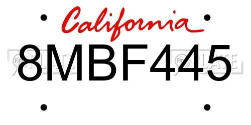 8MBF445 California License Plate