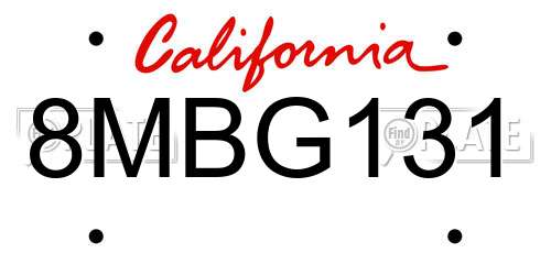 8MBG131 California License Plate