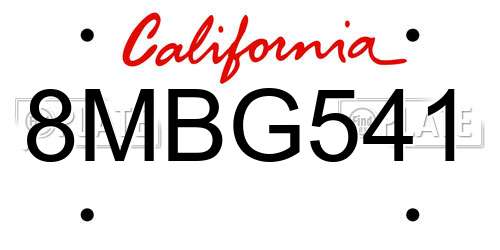 8MBG541 California License Plate