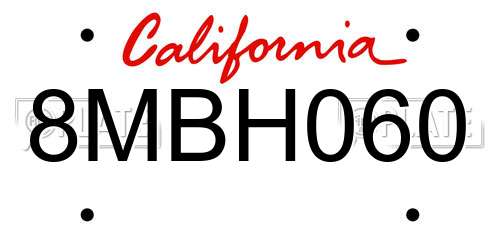 8MBH060 California License Plate