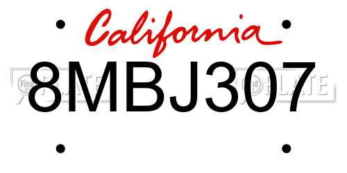 8MBJ307 California License Plate