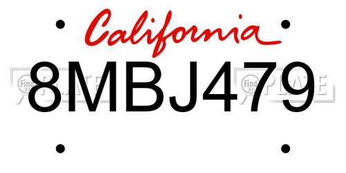 8MBJ479 California License Plate