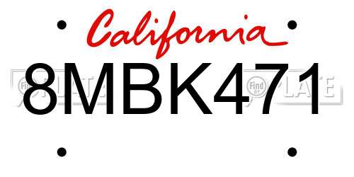8MBK471 California License Plate