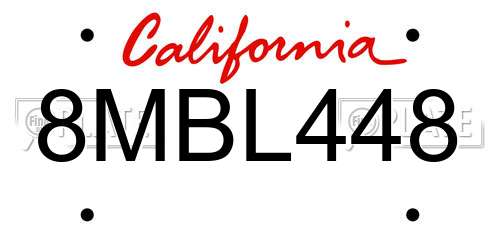 8MBL448 California License Plate