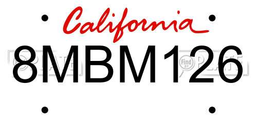 8MBM126 California License Plate