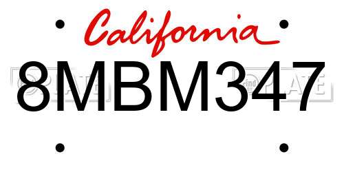 8MBM347 California License Plate