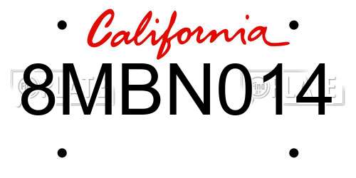 8MBN014 California License Plate