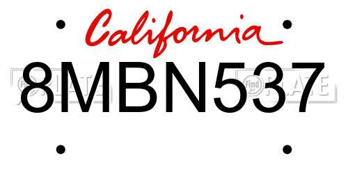 8MBN537 California License Plate