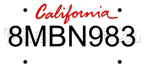 8MBN983 California License Plate