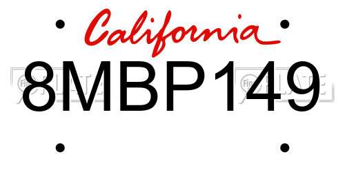 8MBP149 California License Plate