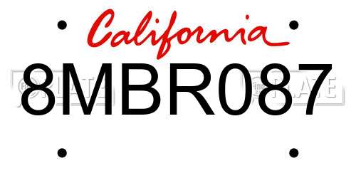 8MBR087 California License Plate
