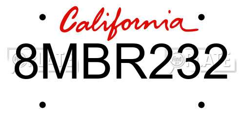 8MBR232 California License Plate