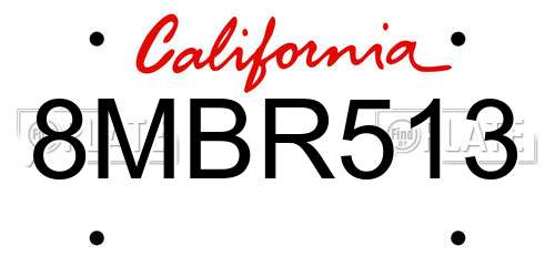 8MBR513 California License Plate