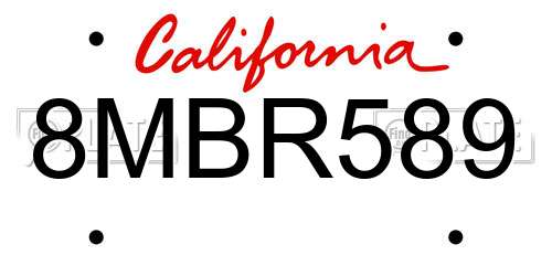 8MBR589 California License Plate