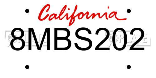 8MBS202 California License Plate