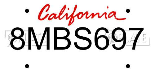 8MBS697 California License Plate