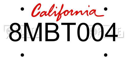 8MBT004 California License Plate