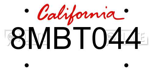 8MBT044 California License Plate