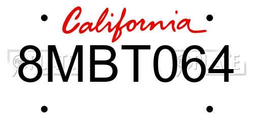 8MBT064 California License Plate