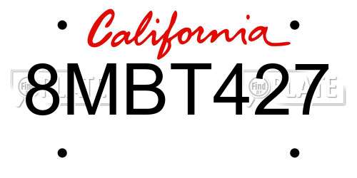 8MBT427 California License Plate