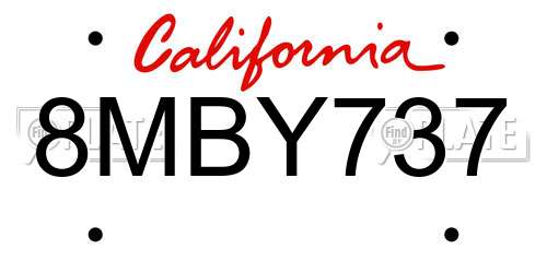 8MBY737 California License Plate