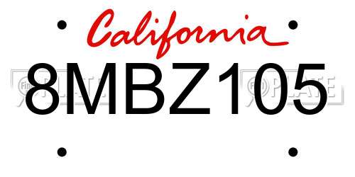 8MBZ105 California License Plate
