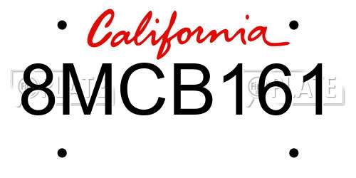 8MCB161 California License Plate