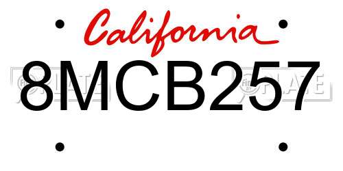 8MCB257 California License Plate