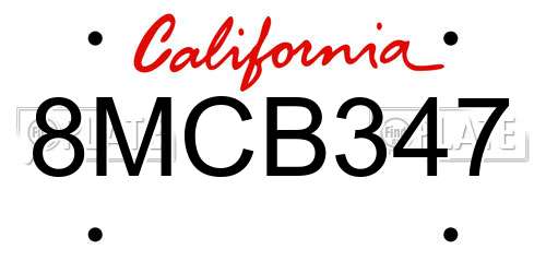 8MCB347 California License Plate