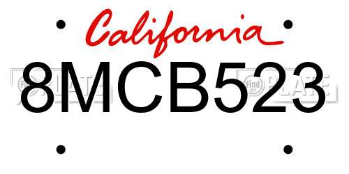 8MCB523 California License Plate