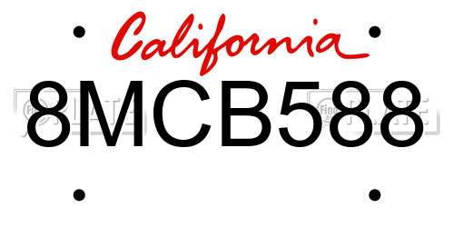 8MCB588 California License Plate