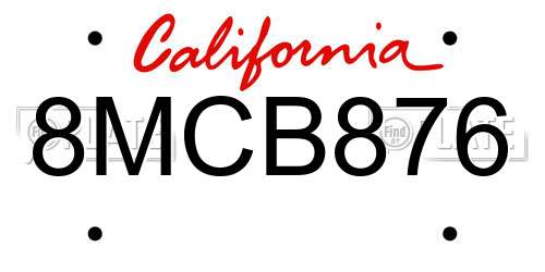 8MCB876 California License Plate