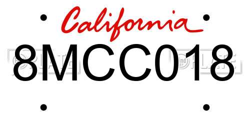 8MCC018 California License Plate