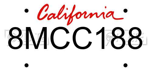 8MCC188 California License Plate