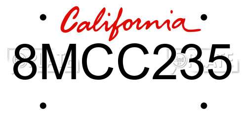 8MCC235 California License Plate