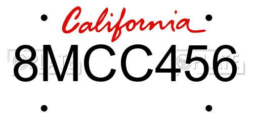 8MCC456 California License Plate