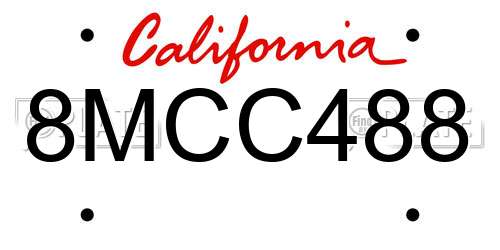 8MCC488 California License Plate
