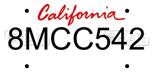 8MCC542 California License Plate