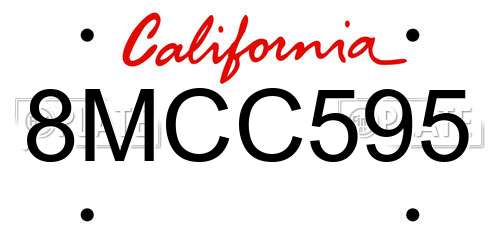 8MCC595 California License Plate